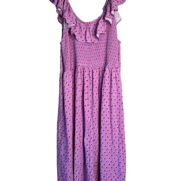 NWT Ava & Viv Women Purple Polka Dot Ruffle Short Sleeve Side Slit Dress Size 3X - Picture 4 of 11